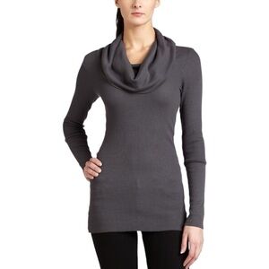 Splendid Thermal Knit Long Sleeve Cowlneck Gray Size Small